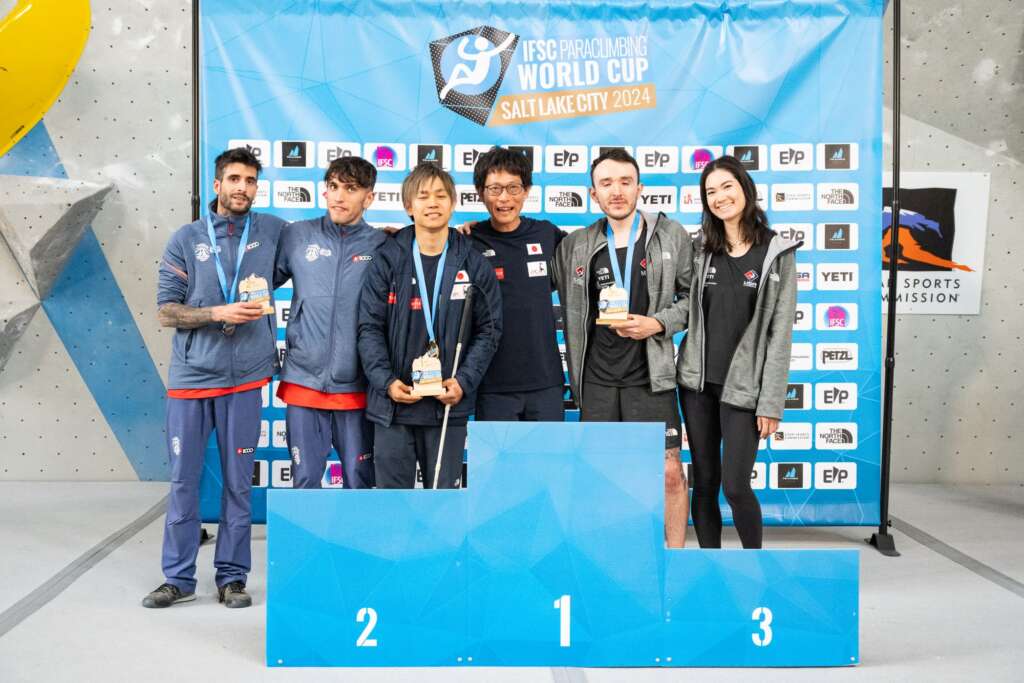 Podio de la categoria B3 masculina y femenina